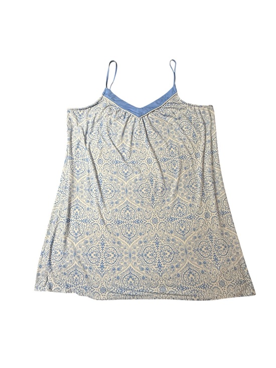 Joyspun Other - Joyspun Blue Paisley Slip Nightgown XL Chemise Satin Trim Cami Sleep Dress